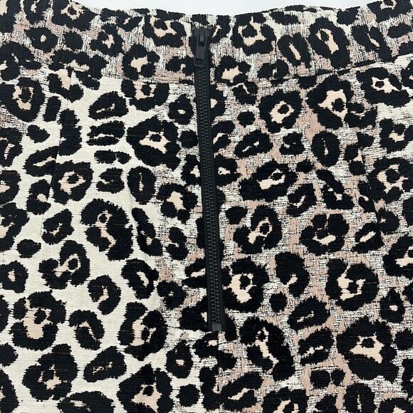 TOPSHOP Cheetah Print Jacquard Skirt - Size 6 - Picture 3 of 11